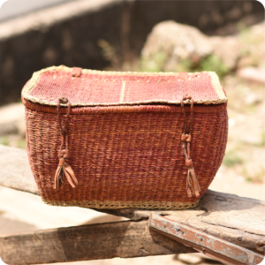 Bolga Four Square Basket With Cover