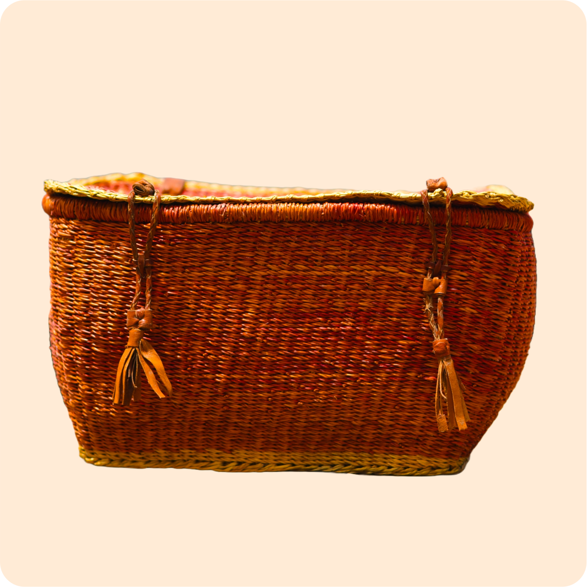 Bolga Four Square Basket With Cover