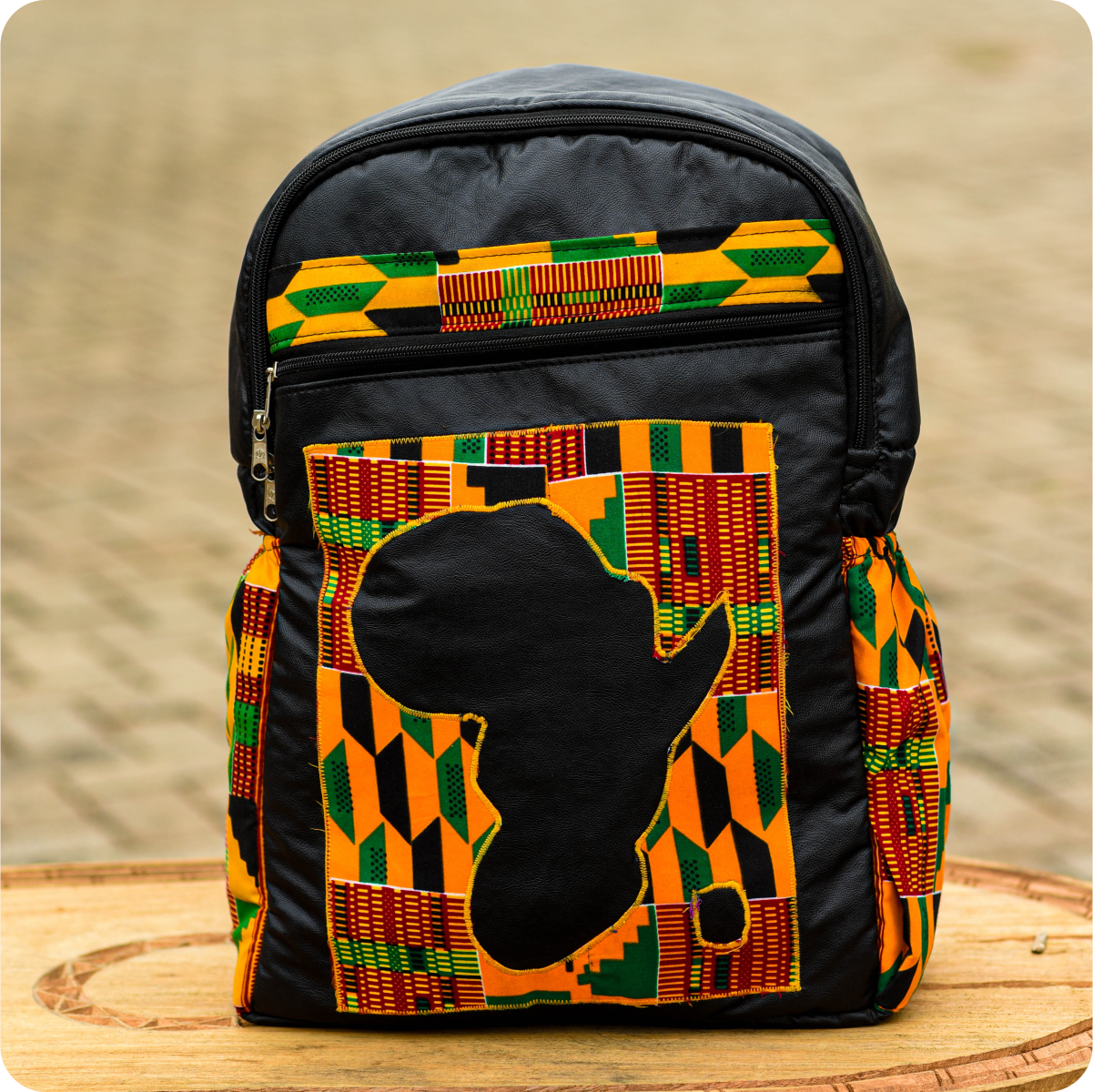 Dwakrom African Print Leather Bag main