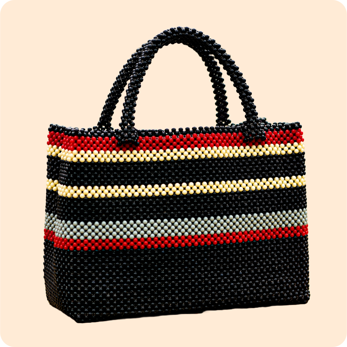 Dwakrom Red And Black Beaded Bag