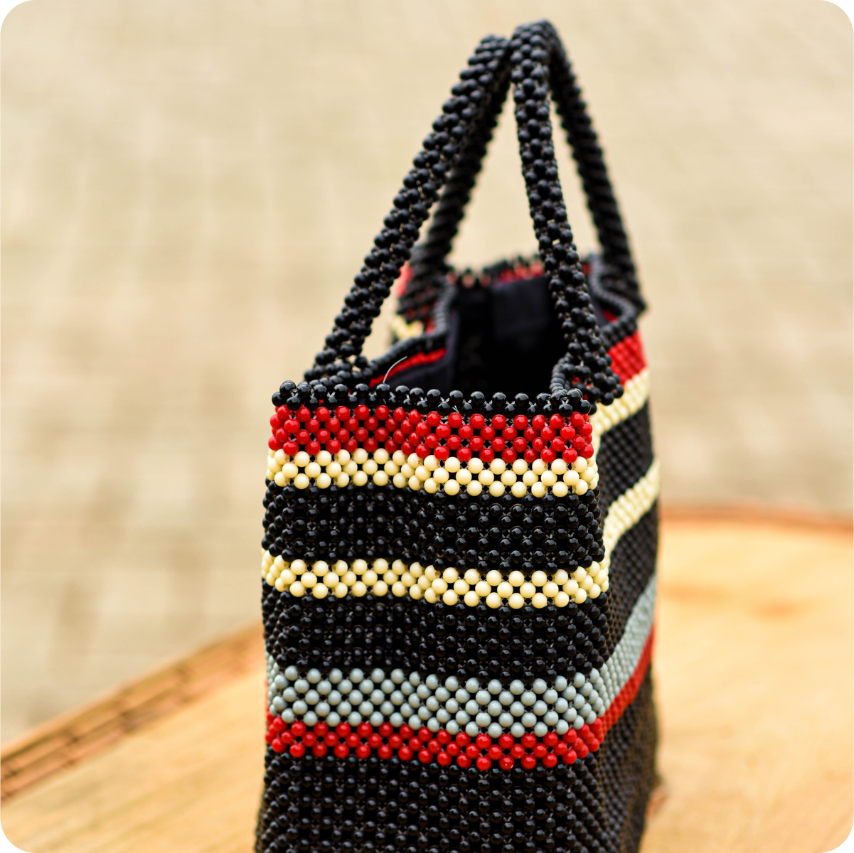 Dwakrom Red And Black Beaded Bag - Image 4
