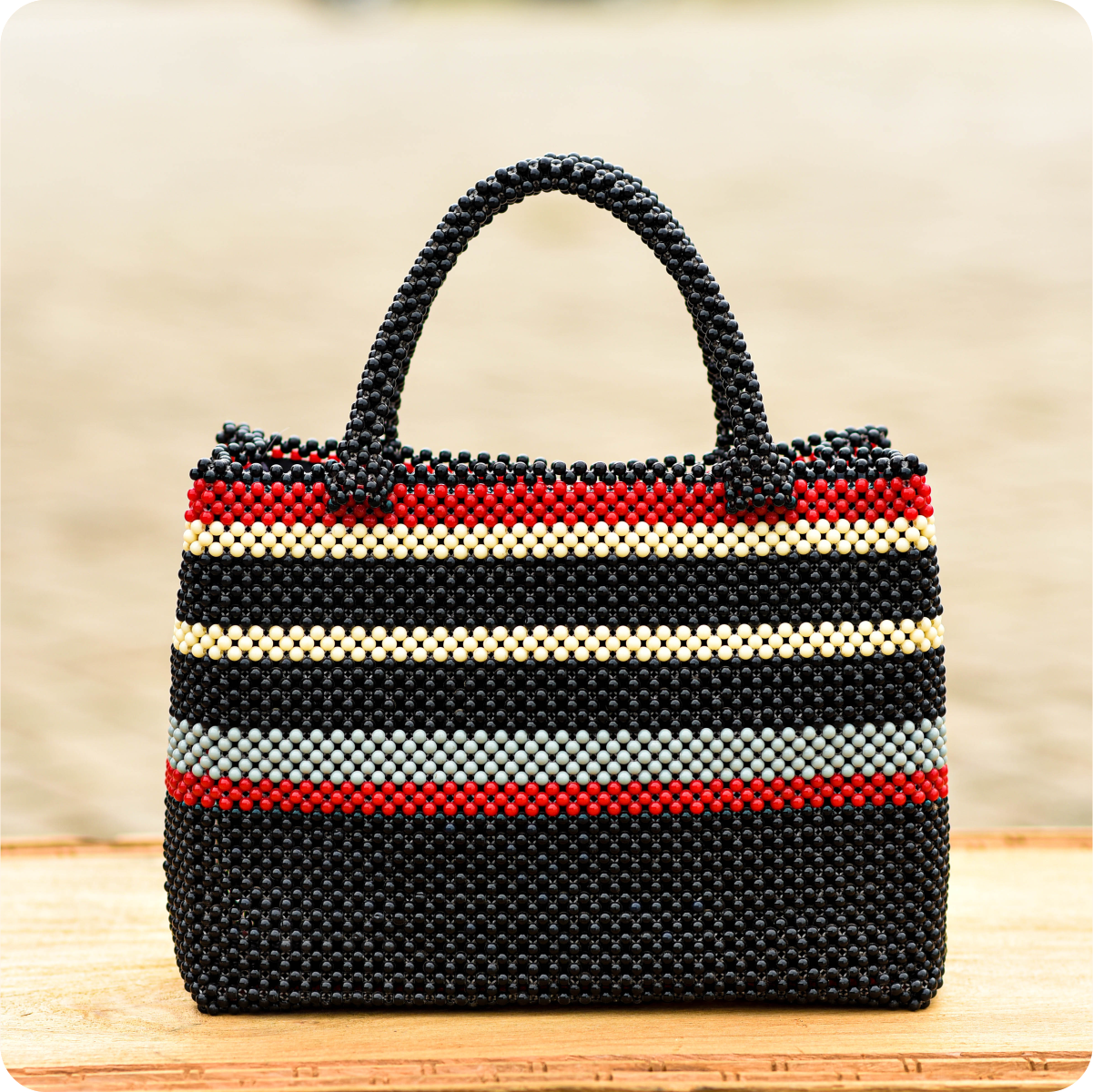 Dwakrom Red And Black Beaded Bag - Image 2