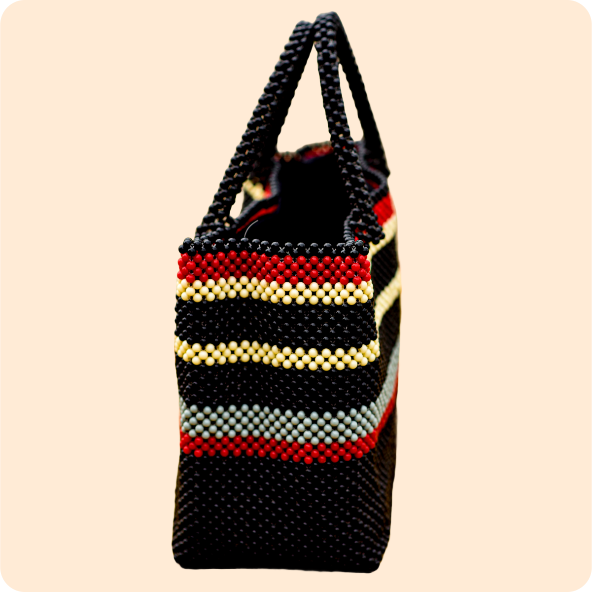 Dwakrom Red And Black Beaded Bag - Image 3