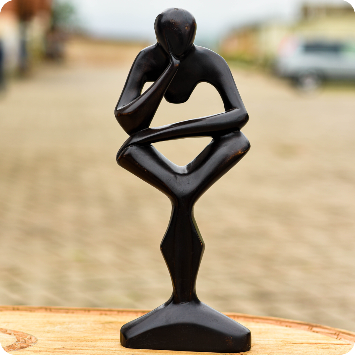 Premium Thinking Man Carved Sculpture - Image 2
