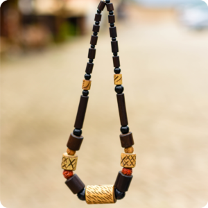 Single Black And Yellow Beaded Necklace