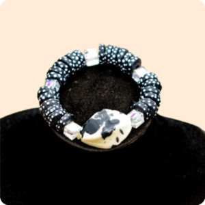 White and Black Beaded Bracelets Main