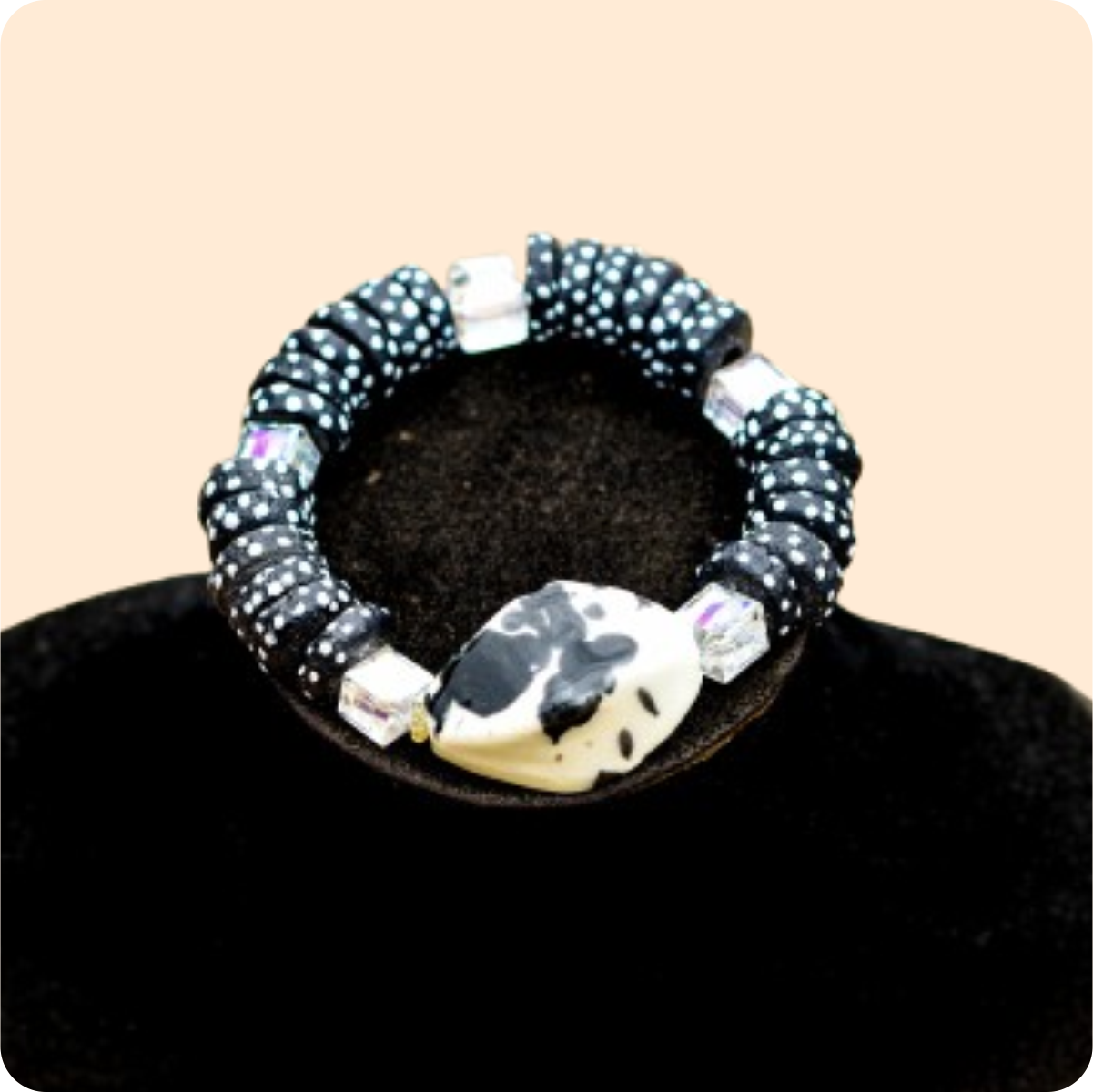 White and Black Beaded Bracelets Main