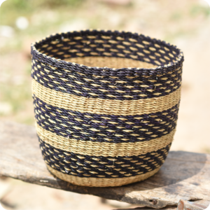 Bolga Multi Colored Dustbin Basket