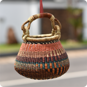 Dwakrom Bolga Multi Colored Pot Basket
