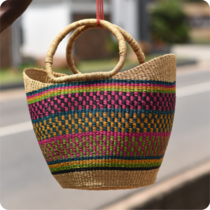 Bolga Multi Coloured V-Shape Basket