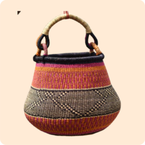 Dwakrom Bolga Multi Colored Pot Basket