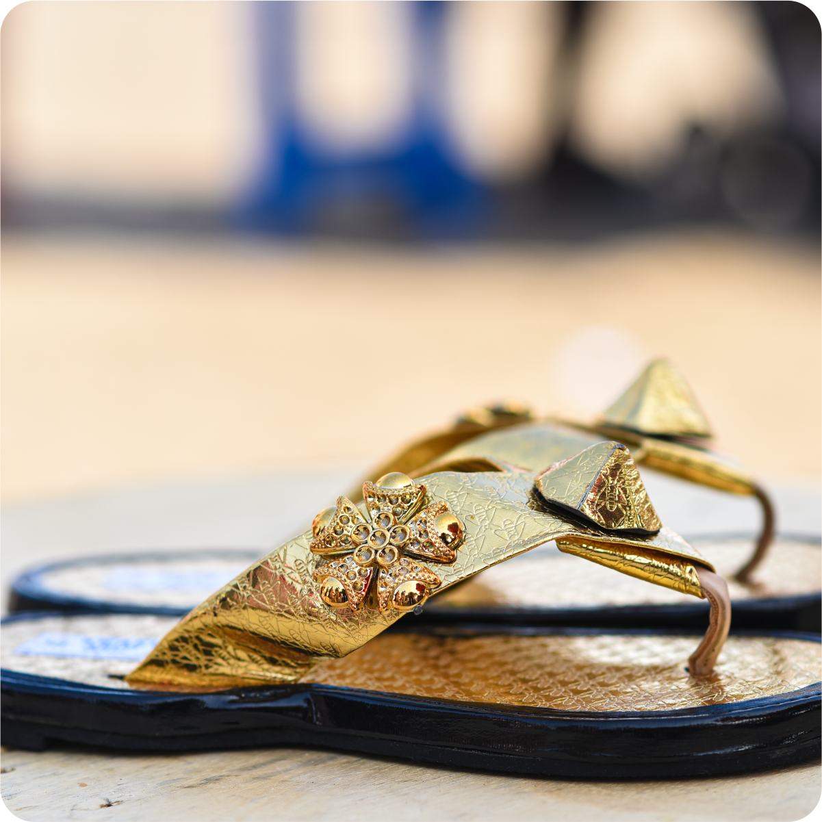 Ladies Golden Ahenema Slippers - Image 2