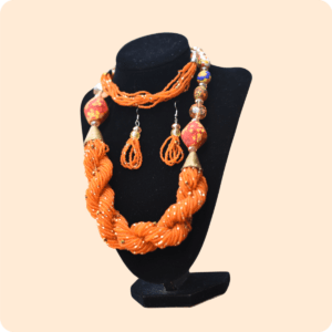 All Orange Beaded Necklace