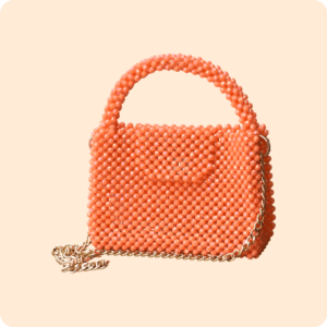 Beaded Orange Hand Bag