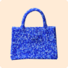 Deep Blue & White Beaded Bag