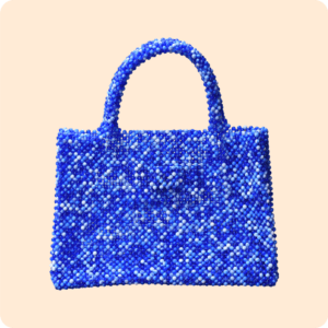 Deep Blue & White Beaded Bag