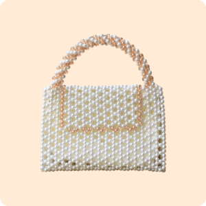 Dwakrom White Pearls Beaded Bag